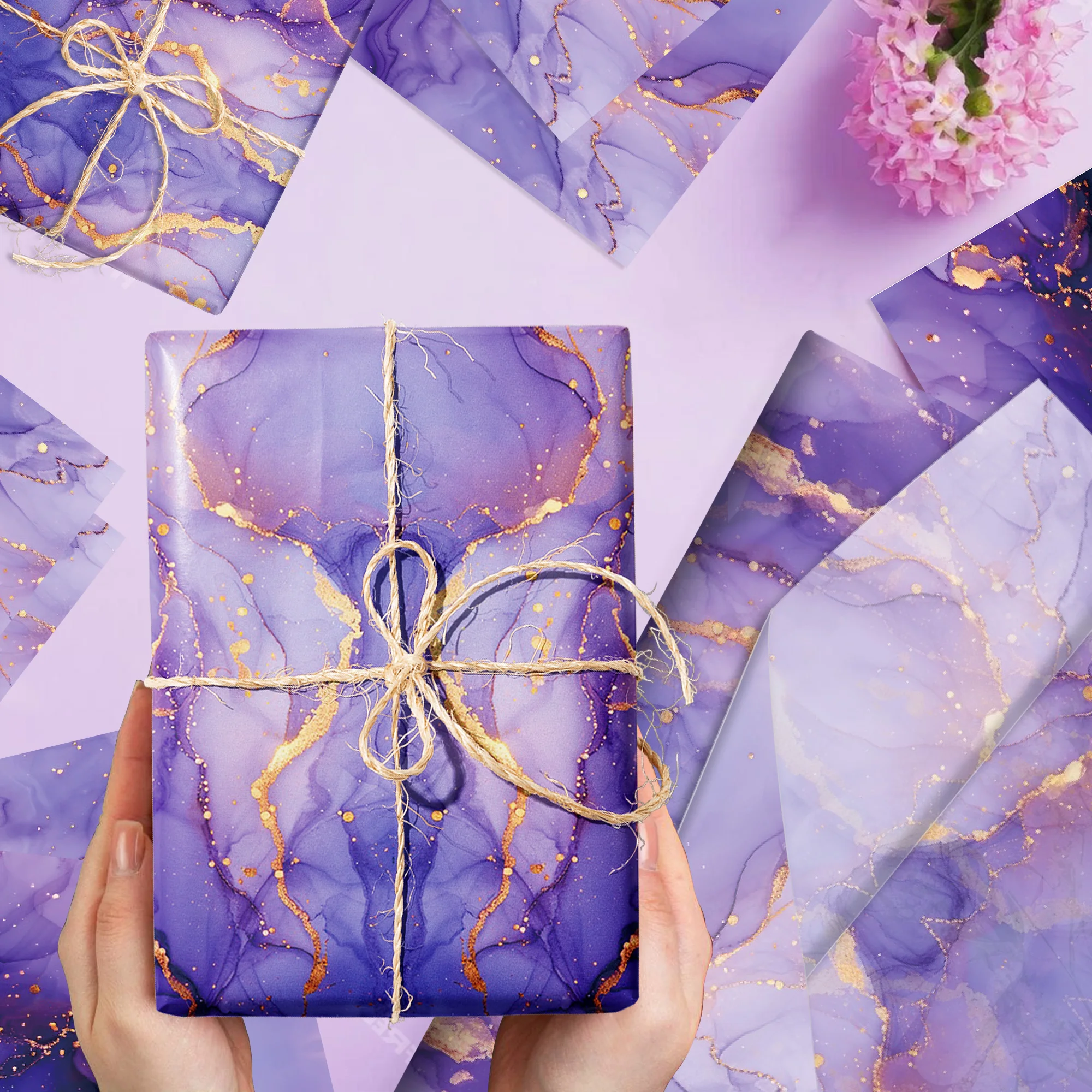 15/35 Stück Lila Farbverlauf mit Goldakzenten Dekorationspapier DIY Geschenkverpackungspapier Geburtstag Hochzeit Dekoration – Detail 8