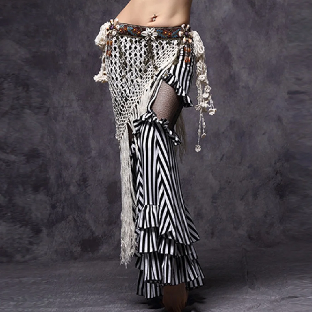 

Tribal ATS Belt Belly Dance Hip Scarf Costumes Tassel Coin Gypsy Bellydance Handmade Hip Scarf Accessories Adjustable Skirt