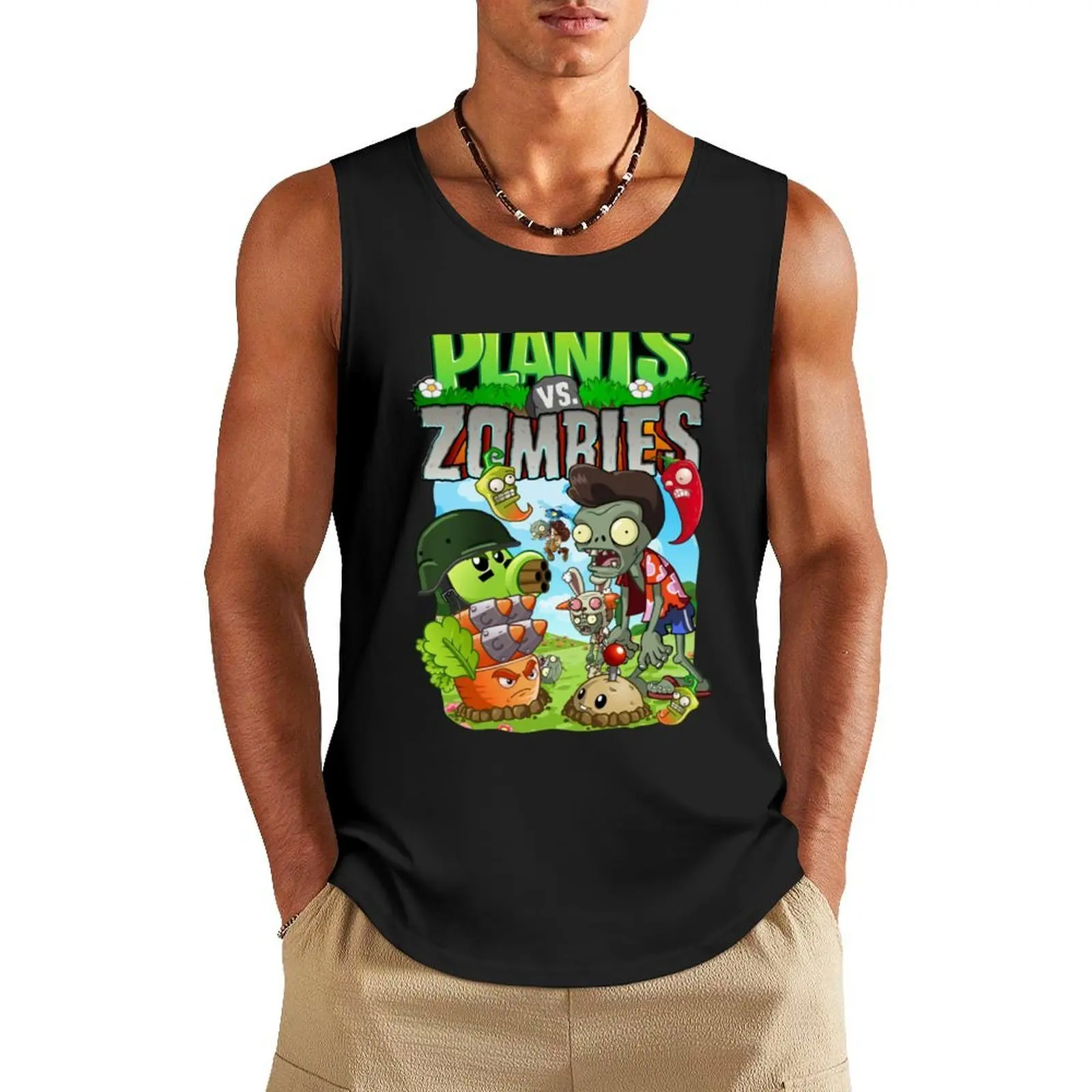 

Plants VS Zombies Perfect Gift Tank Top t-shirts for Men's gym cute tops vests for men
