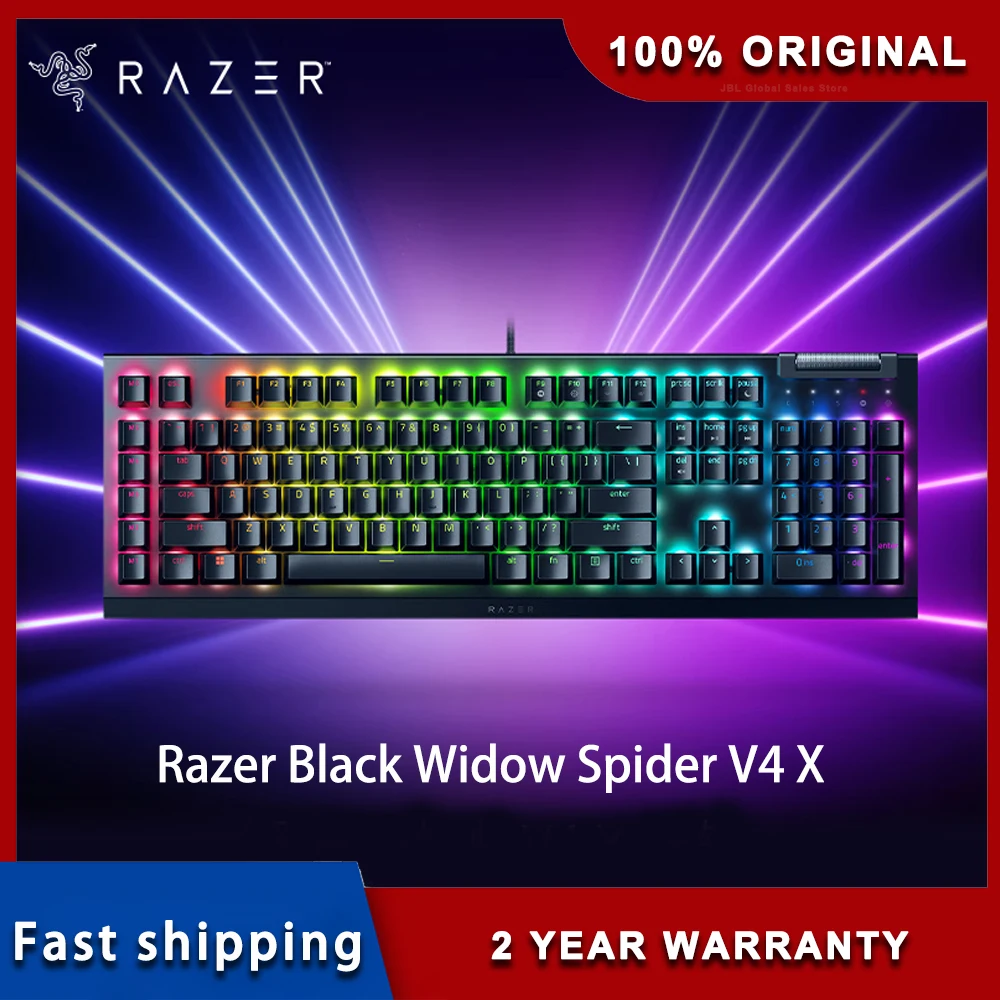 

Оригинальная проводная игровая механическая клавиатура Razer Black Widow Spider V4 X с RGB-подсветкой, киберспортивная игровая клавиатура Six Pro Macro, зеленая ось