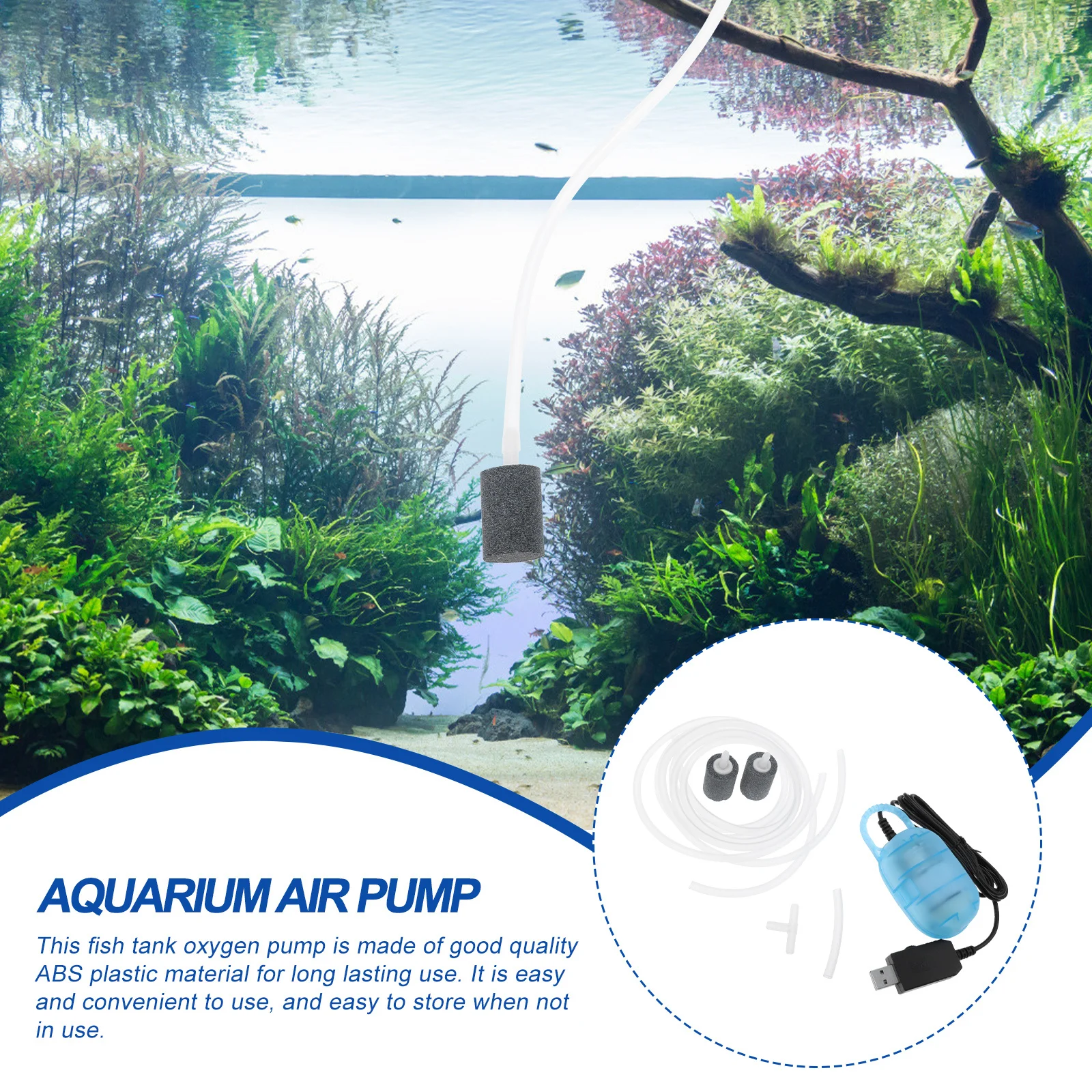 

USB Aquarium Air Pump Portable Mute Oxygen Aerator for Small Fish Tanks Durable ABS Material Easy to Use Assorted Color