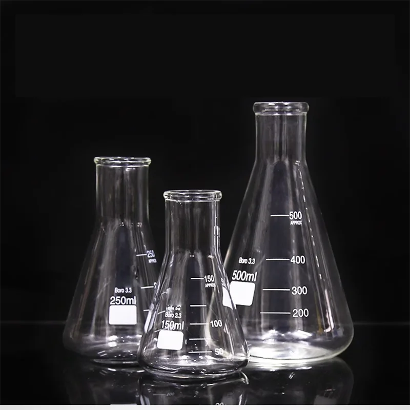 1PC Erlenmeyer Borosilicate Glass Flask Narrow Neck Conical Triangular Flask Laboratory Chemical Equipment 50 Ml To 1000ml