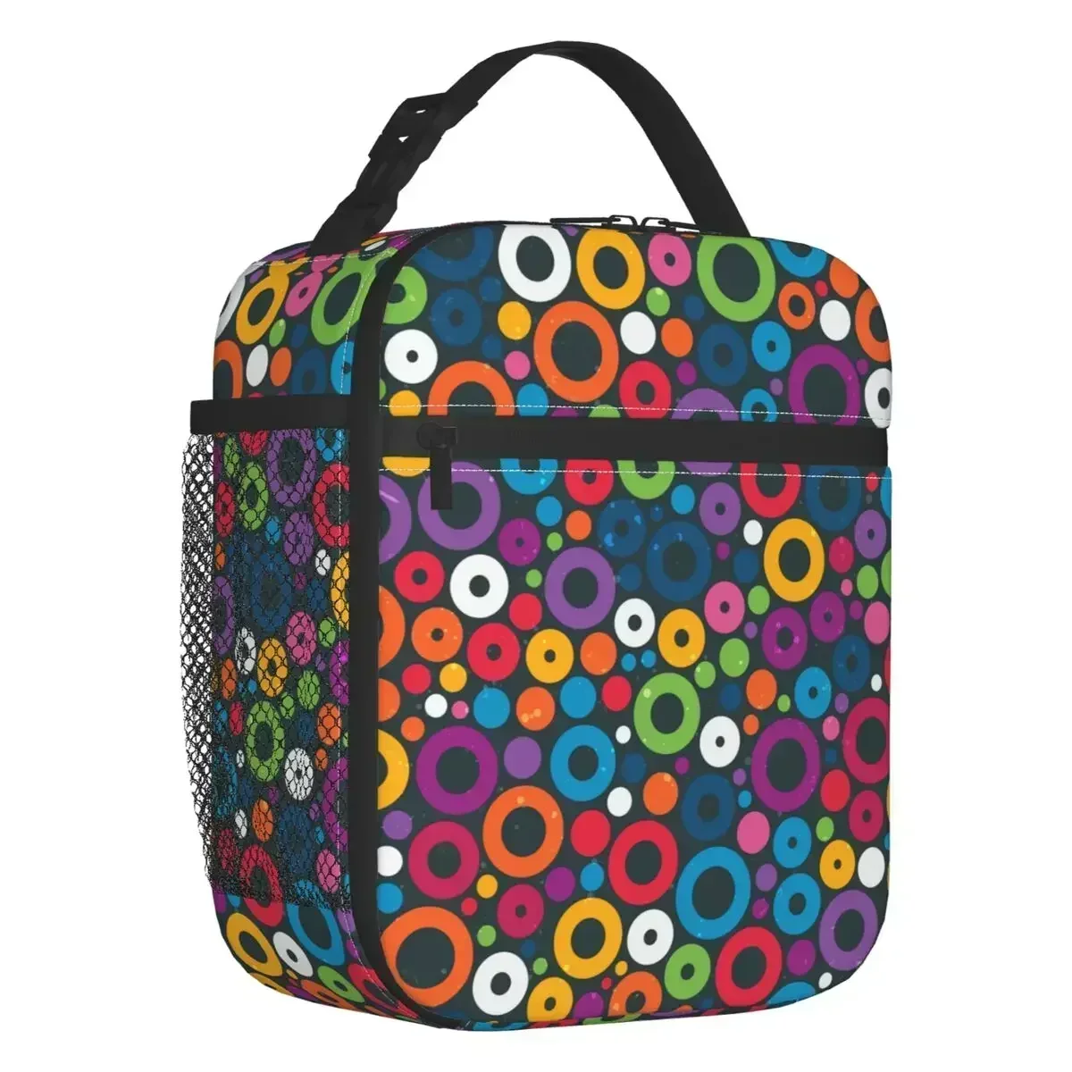 

Colorful Seamless Pattern With Circles Insulated Lunch Bags Women Abstract Geometric Pattern Portable Thermal Cooler Bento Box