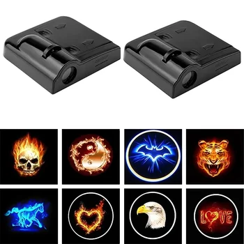1 pçs universal led porta do carro bem vindo projetor laser logotipo fantasma sombra luz da noite sem fio kit lâmpada de cortesia do carro acessórios do carro