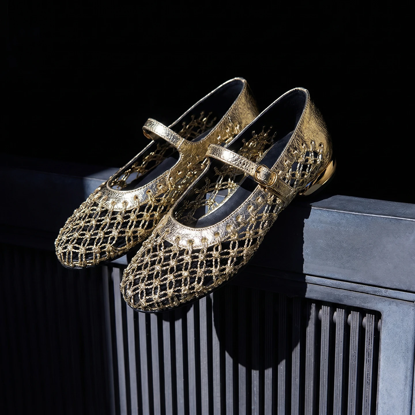 Summer Ballet Shoes Women's Mary Jane Shoes Women's Flat Bottom Mesh Fishing Net Handmade Single Shoes Genuine Leather Sandals