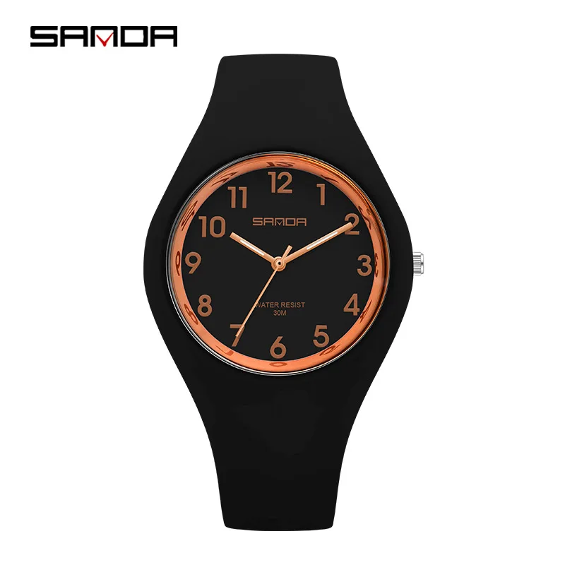 Simple Style Black Watches For Men Fashion Waterproof Quartz Wristwatches Ladies Casual Silicone Sport Watch