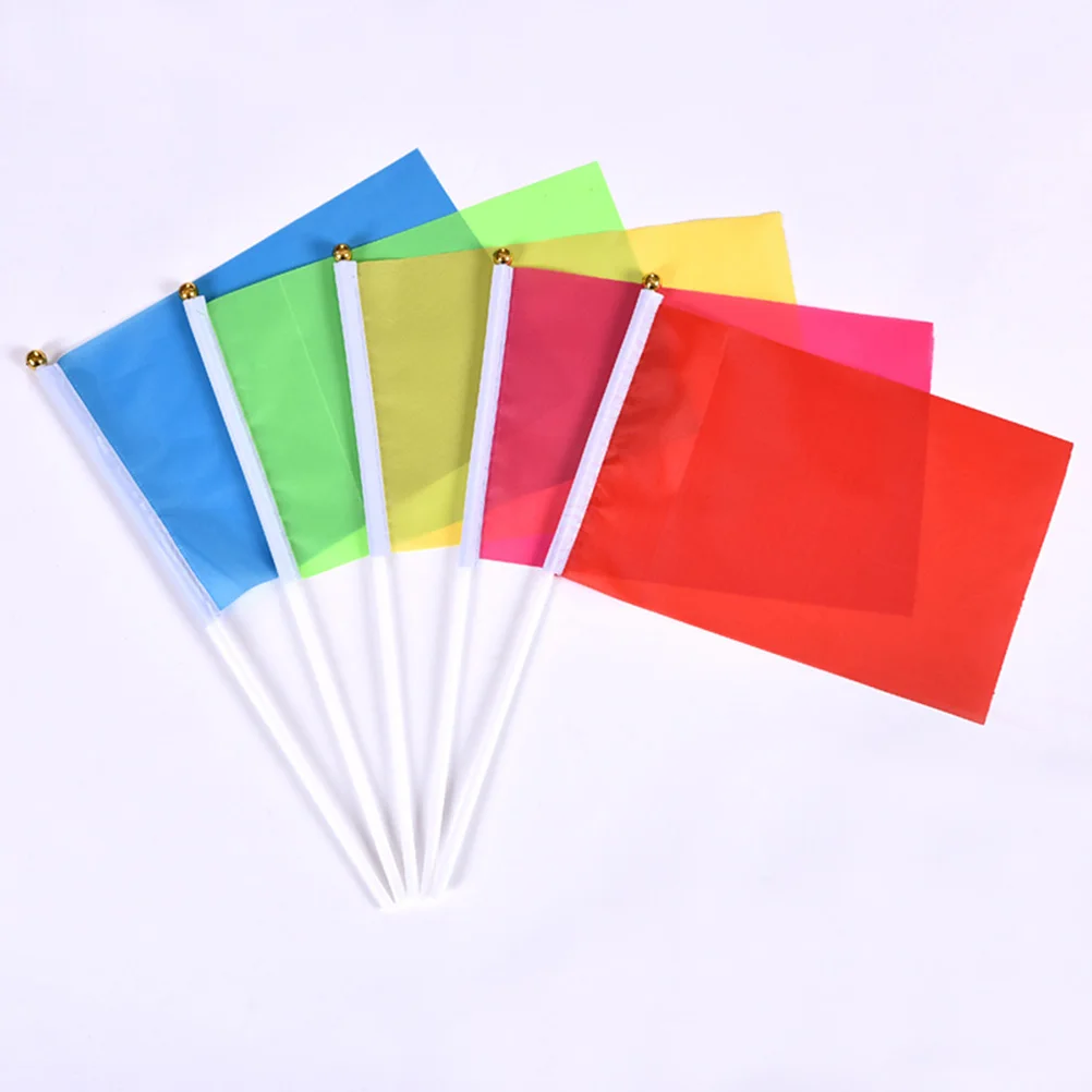 

50pcs Handheld Square Flags Solid Color Mini Waving Flags Party Supplies Lightweight Durable Polyester Portable Banner For