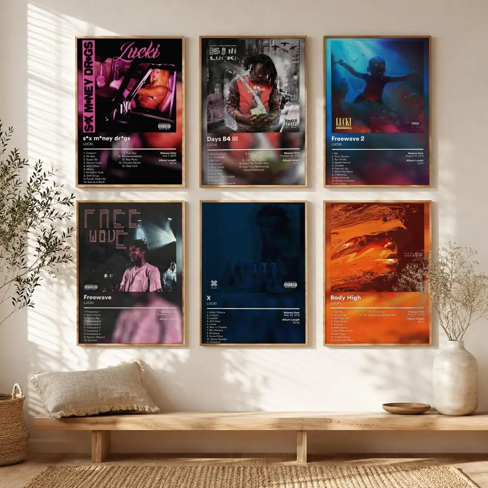 Moody Emo Rapper L-LUCKI Poster All-match HD Waterproof Self-Adhesive Wall Art Sticker For Home Bedroom