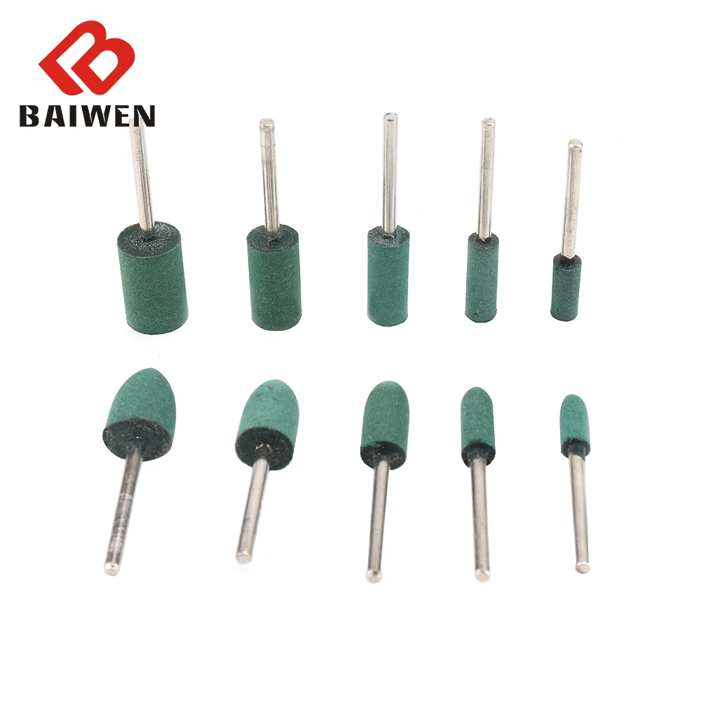 10Pcs Rubber Gemonteerd Punt Slijpen Hoofd Voor Schimmel Afwerking Polish Stiftslijper Rotary Polijsten Gereedschap Power Tools