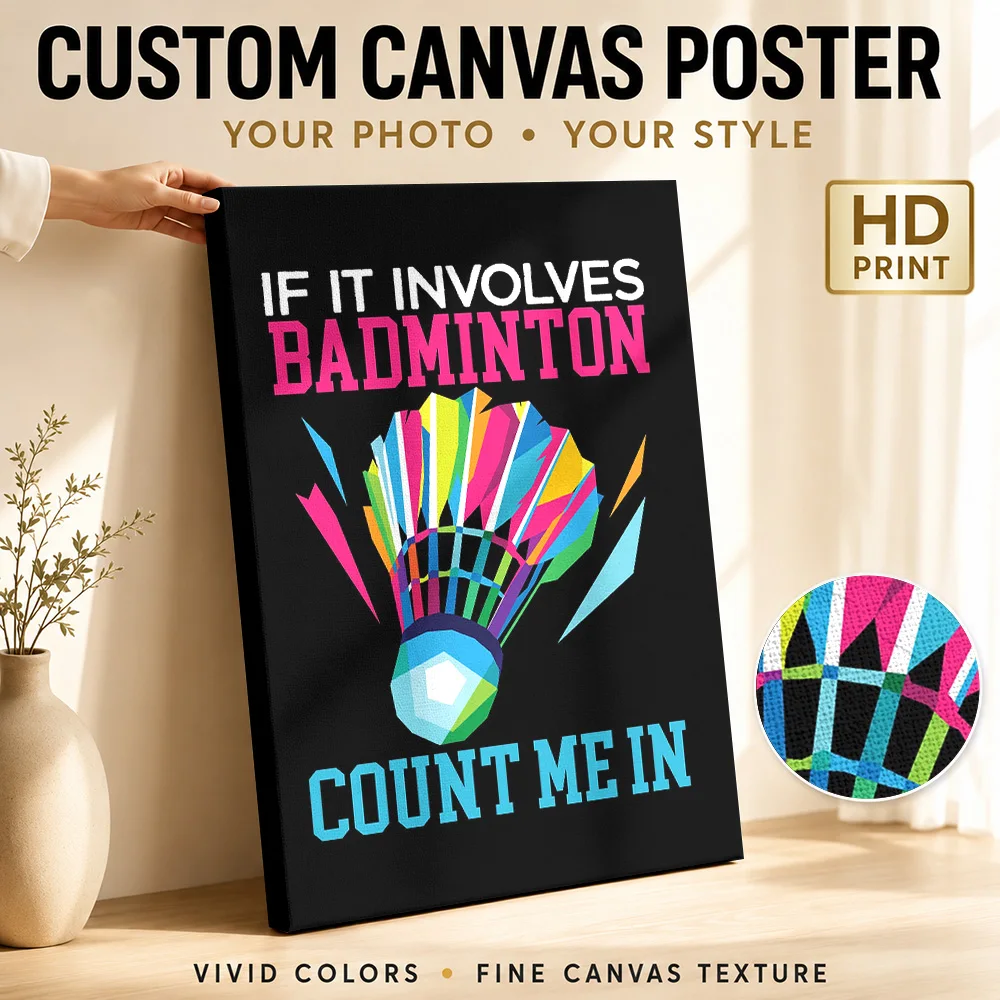 If It Involves Badminton Framed Canvas Print Poster Custom Photo Sports Portrait Wall Art for Office Decor Gift for Collectors