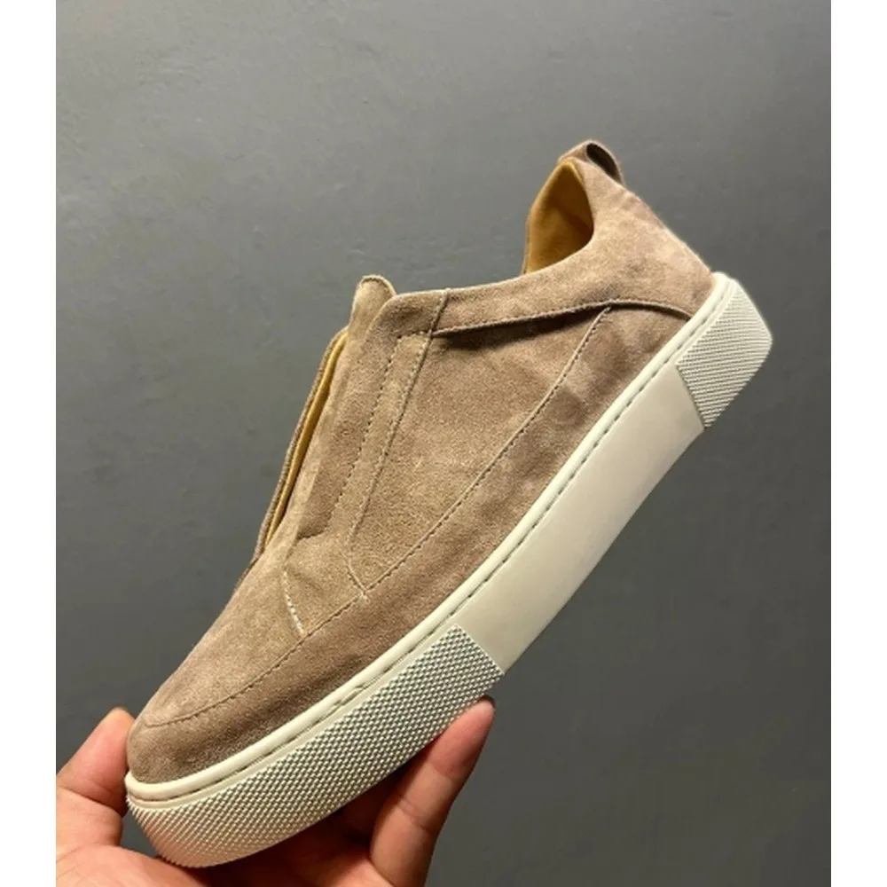 Men's Suede Slip‑On Platform Casual Shoes, Comfort Thick Sole Loafers for Men Daily Walking Street Outdoor Non‑Slip Footwear