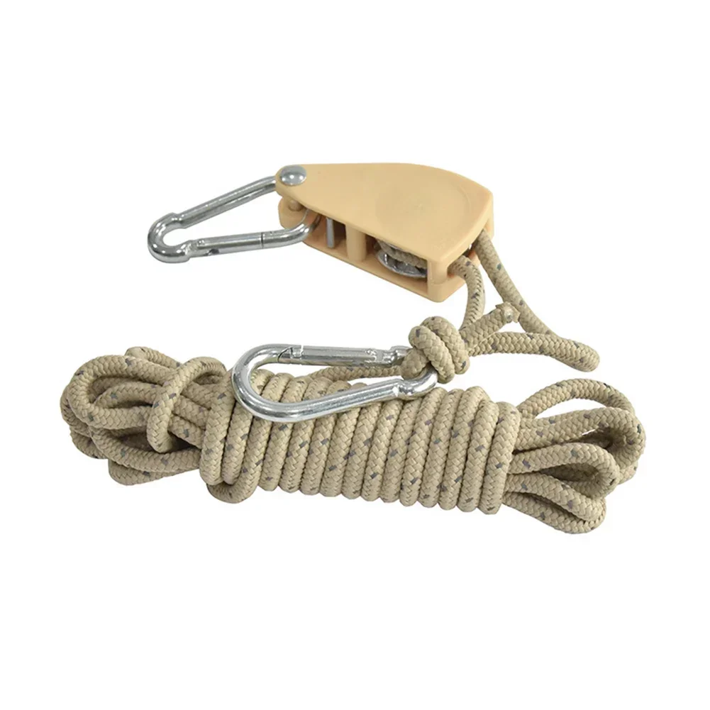 Tent Pull Rope Pulley Fixed Quick Adjuster Metal Wheel Ropes Tensioning Hook Adjustable Ratchet Hangers Camping Equipment