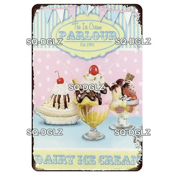 [SQ-DGLZ] Milchshake Metall Zeichen Vintage Plaque Zinn Zeichen Wand Dekoration Home Decor Bar Zeichen Wohnkultur Eis Poster