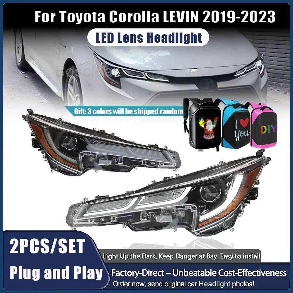

Модификация фар для Toyota Levin 2019-2023 годов выпуска, для высококлассных моделей Corolla, с LED-линзами и дневными ходовыми огнями.