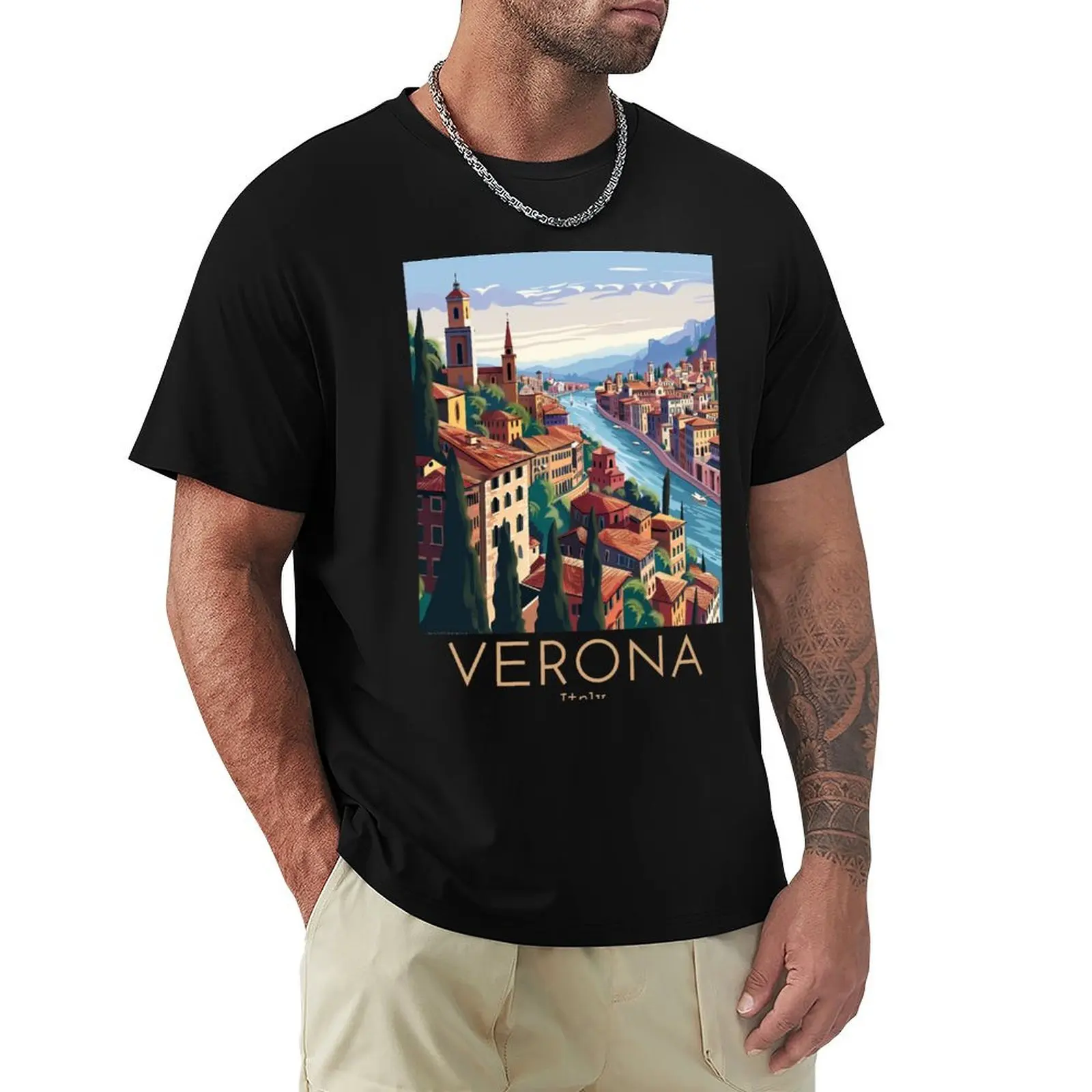 

A Vintage Travel Illustration of Verona - Italy T-Shirt Clothing funny costumes Personalized t-shirt t shirt men