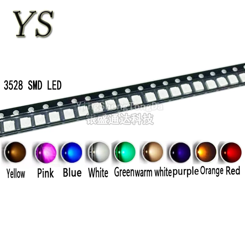 100PCS 1210/3528 5050 5730 SMD LED Red Blue White Green Yellow Orange Pink Purple RGB Anode Light Emitting Diode Good Quality