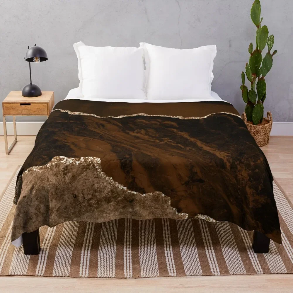 

Abstract Brown & Gold Modern Geode Agate Design Throw Blanket christmas gifts Blankets Sofas Of Decoration Blankets