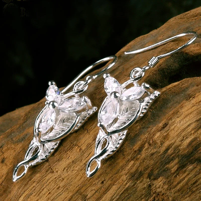 Arwen Evenstar Drop S925 Sterling Silver kolczyki kobiety Elfstone Elessar Aragorn Galadriel Elves księżniczka kryształ film biżuteria