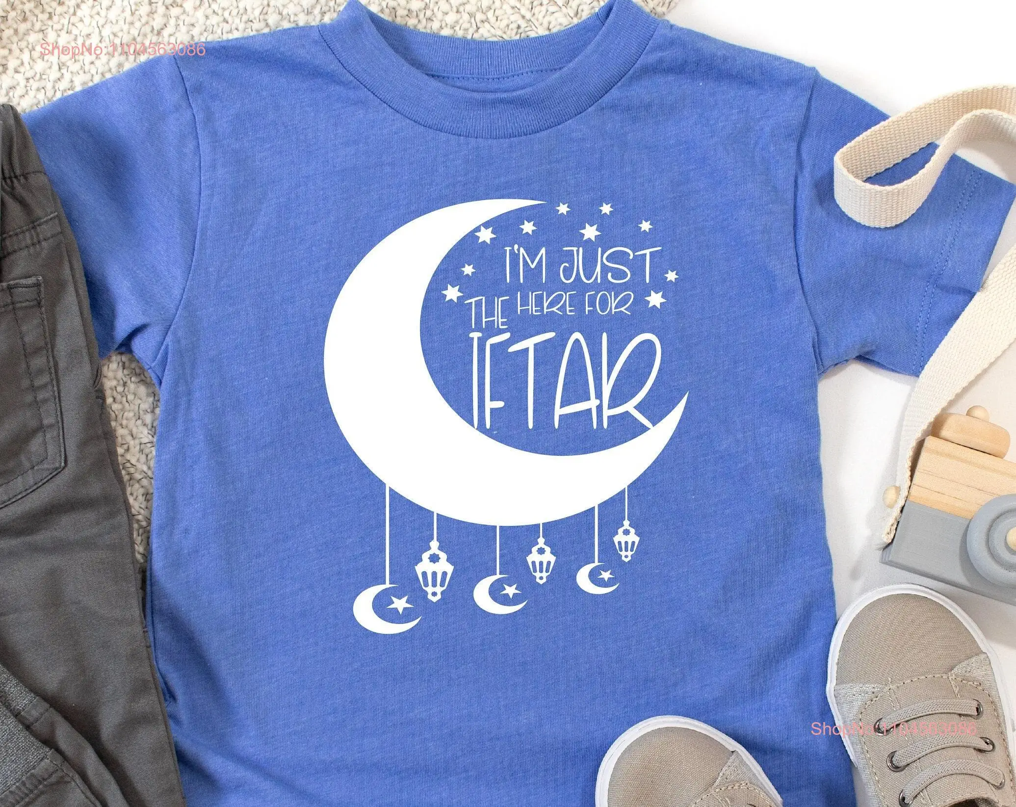 Ramadan Kids T Shirt I'm Just Here For The Iftar Happy Toddler Baby Onesie Kareem long or short sleeves