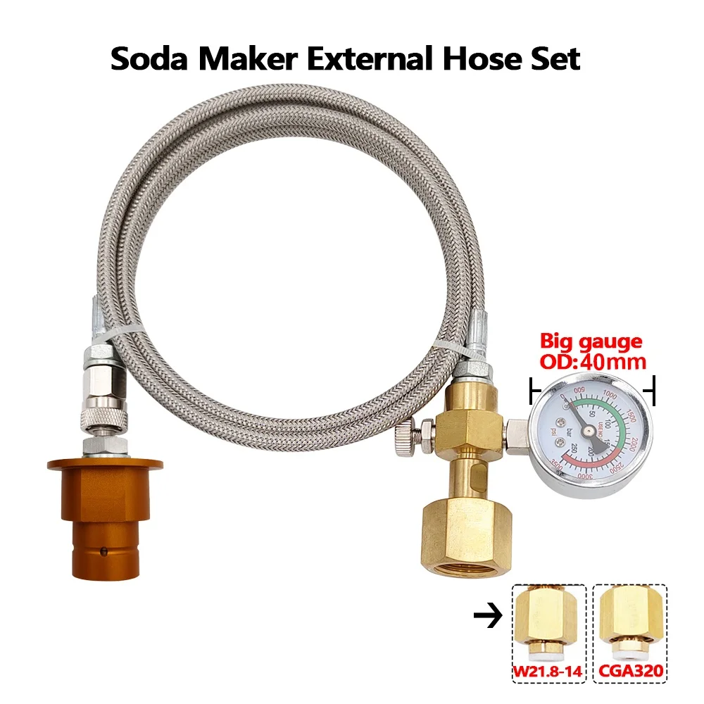 Soda Hose Kit Soda Maker Quick Connect Co2 Adapter with Flow Control Ball Valve, 60inch High Pressure Stainless Steel Hose