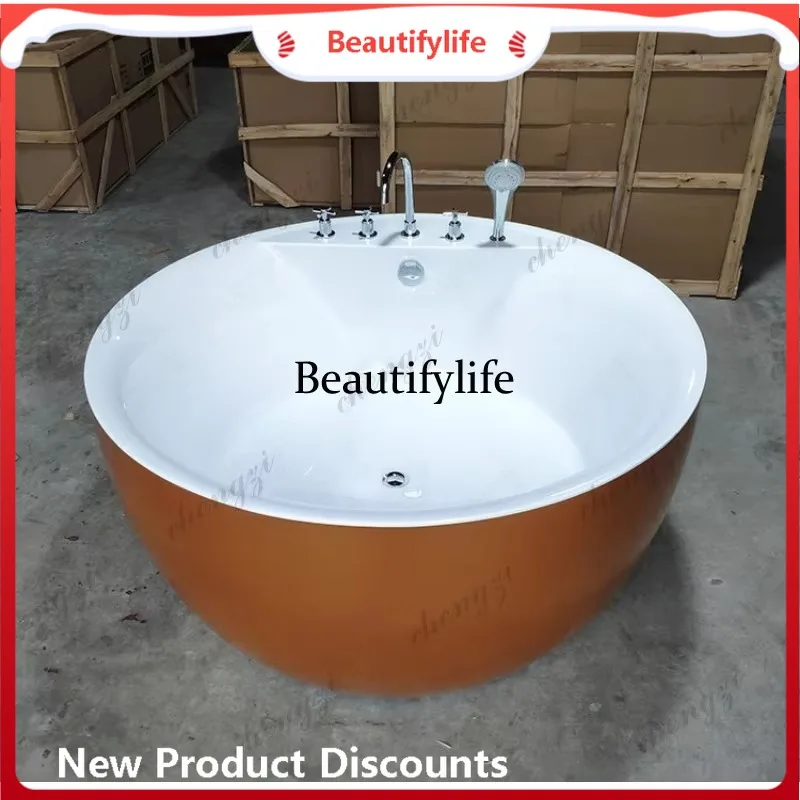 E182 Round Bath Acrylic Freestanding Home Hotel Double Massage Color Thin Edge Bath