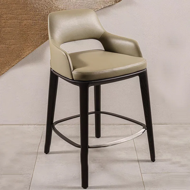Italian minimalist   minimalist modern   household microfiber leather backrest leisure  solid wood high sto