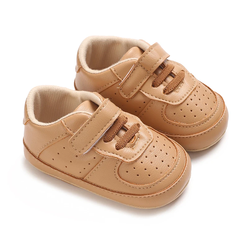 Casual Sneakers Spring Fall Solid Color Hollow Low Top Fastener  Upper  Rubber Sole Soft Non-Slip Walking Shoes for Infants