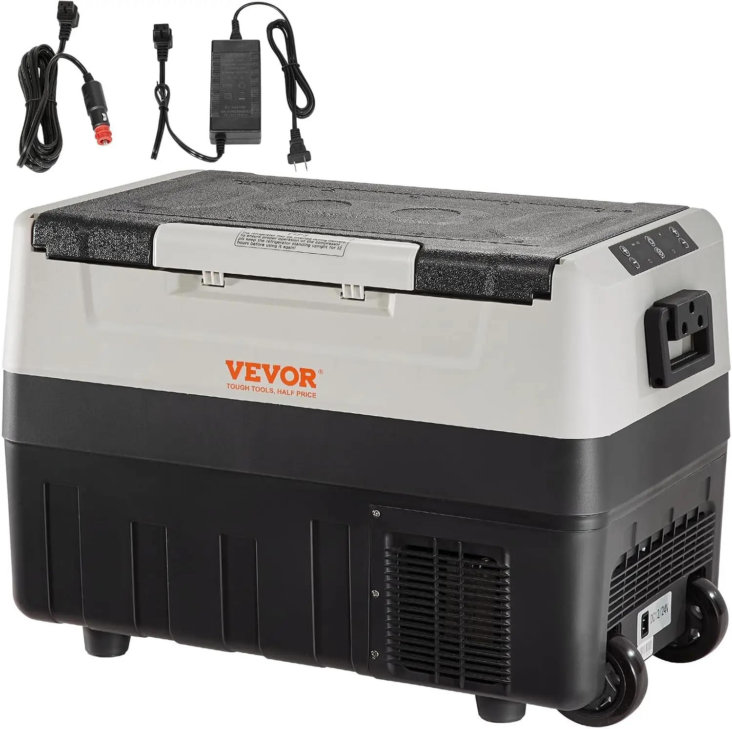 

12 Volt Car Refrigerator Fridge, 58 QT/55 L Dual Zone Portable Freezer, -4℉-50℉ Adjustable Range, 100-240V AC Compressor Cooler