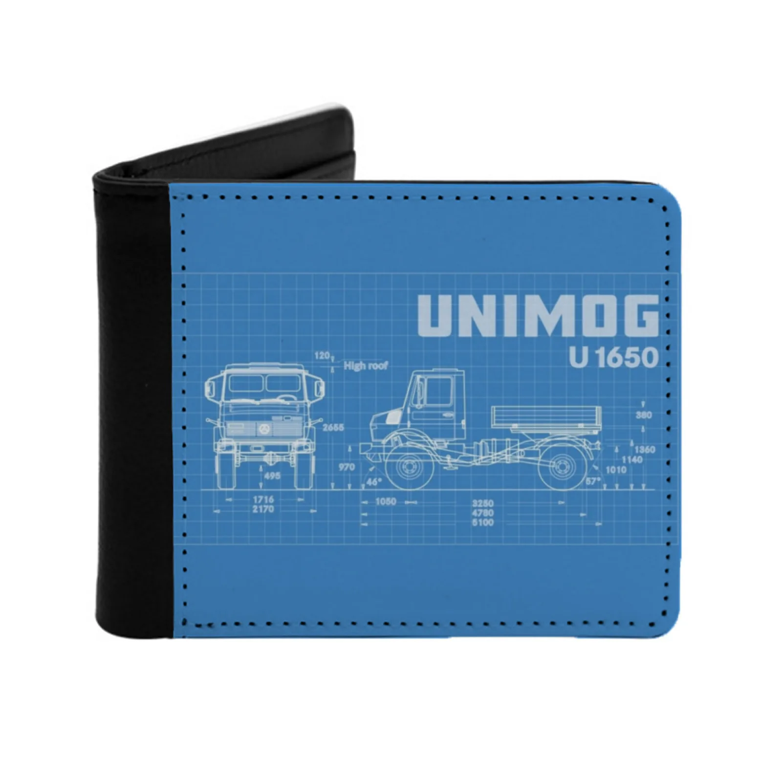 

Unimog Blueprint Men's Wallet Pu Leather Wallet Multifunction Credit Card Purse Unimog Vector Car Retro Vintage Automotive 4Wd
