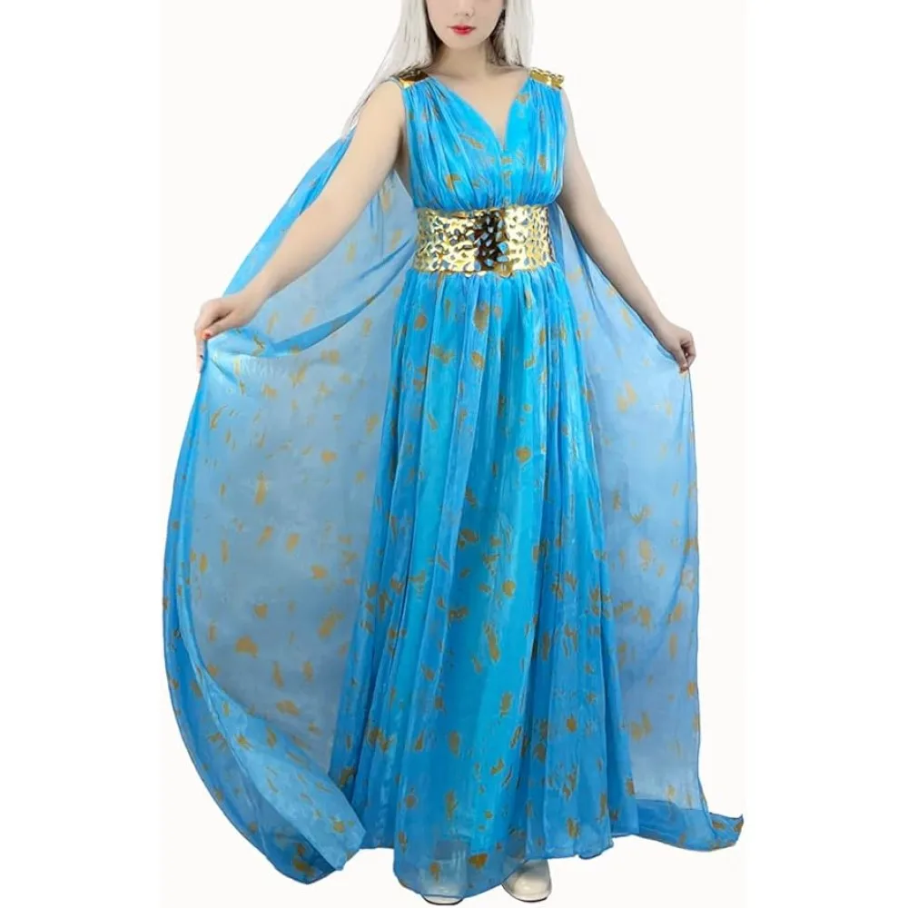 Dragon Queen Costume Chiffon Dress Halloween Cosplay For Women's Dragon Mother Dress Up Set