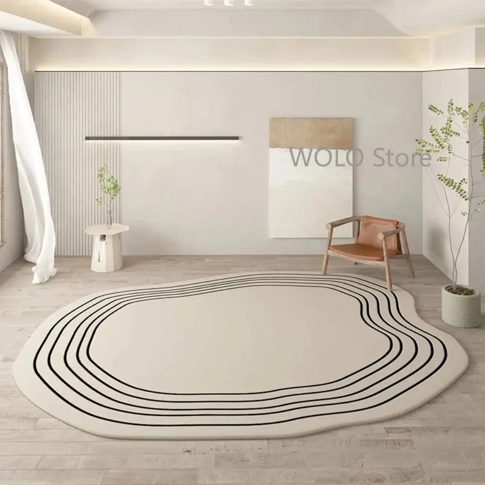Vikama Cream-colored Irregular Oval Rug, Suitable for Living Rooms and
