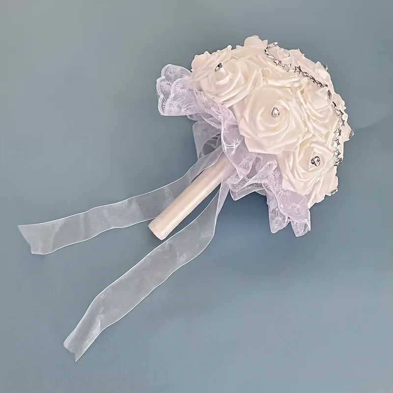 Bouquet de mariée élégant - Bouquet de mariage portable en fausse rose pour les mariées et les demoiselles d'honneur