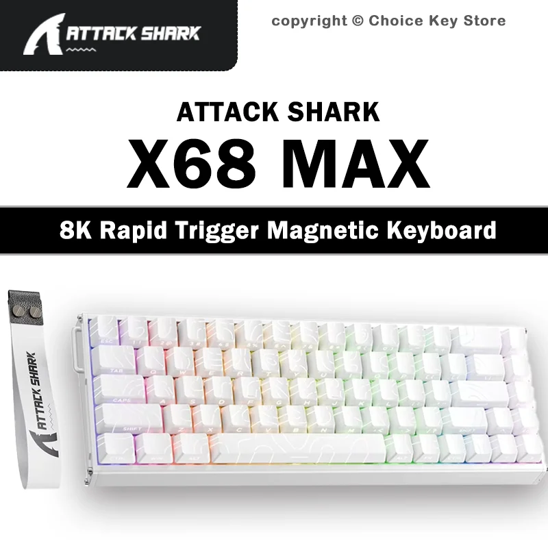ATTACK SHARK X68MAX HE Magnetic Gaming Keyboard 68 Keys CNC Aluminum Hall Effect Switch 8K Rapid Trigger RGB Wired Low Latency