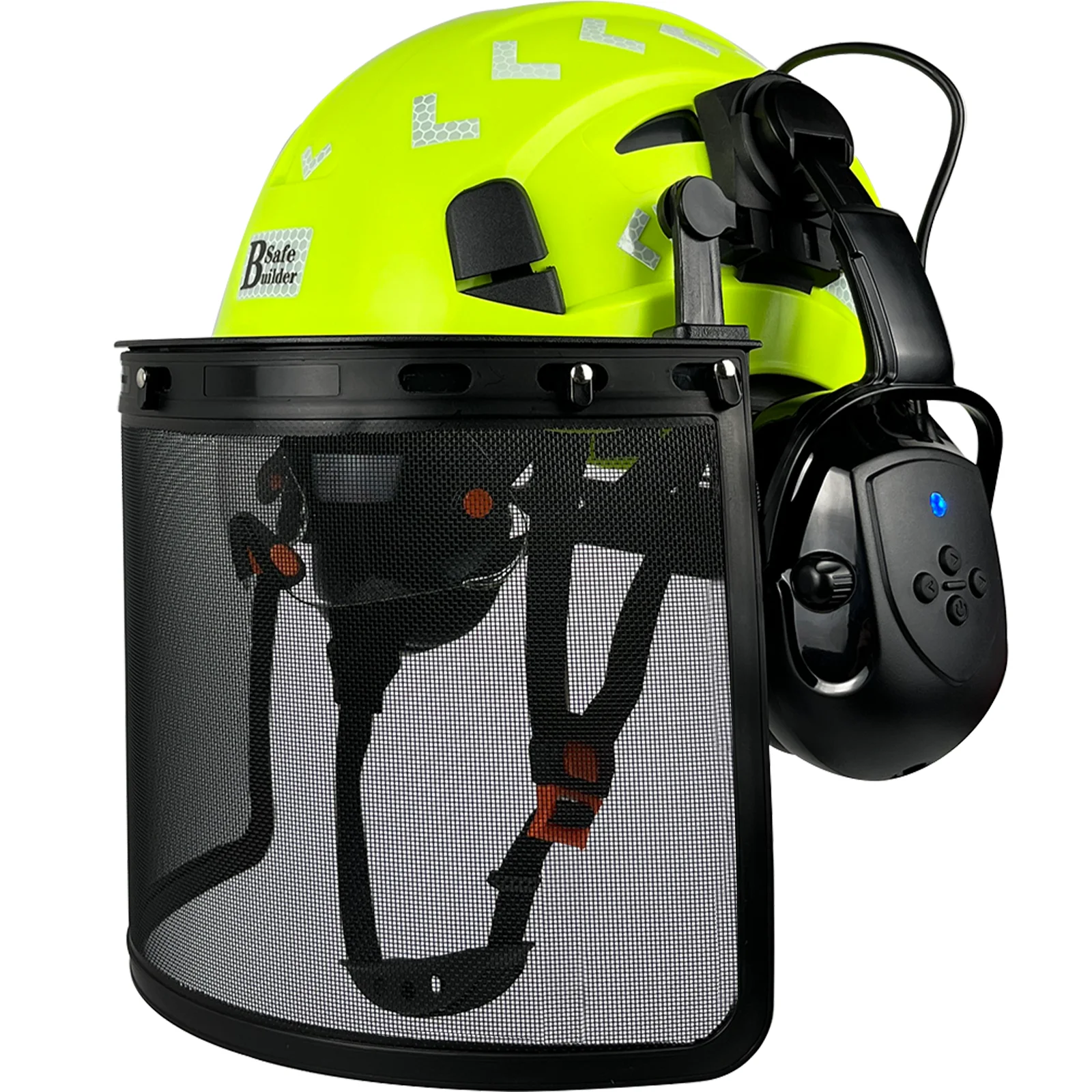 Forestry Chainsaw Tree Work Safety Helmet Vented Hard Hats w/Visor Bluetooth Ear Muffs Face Shield Outdoor Hardhats ANSI Z89.1