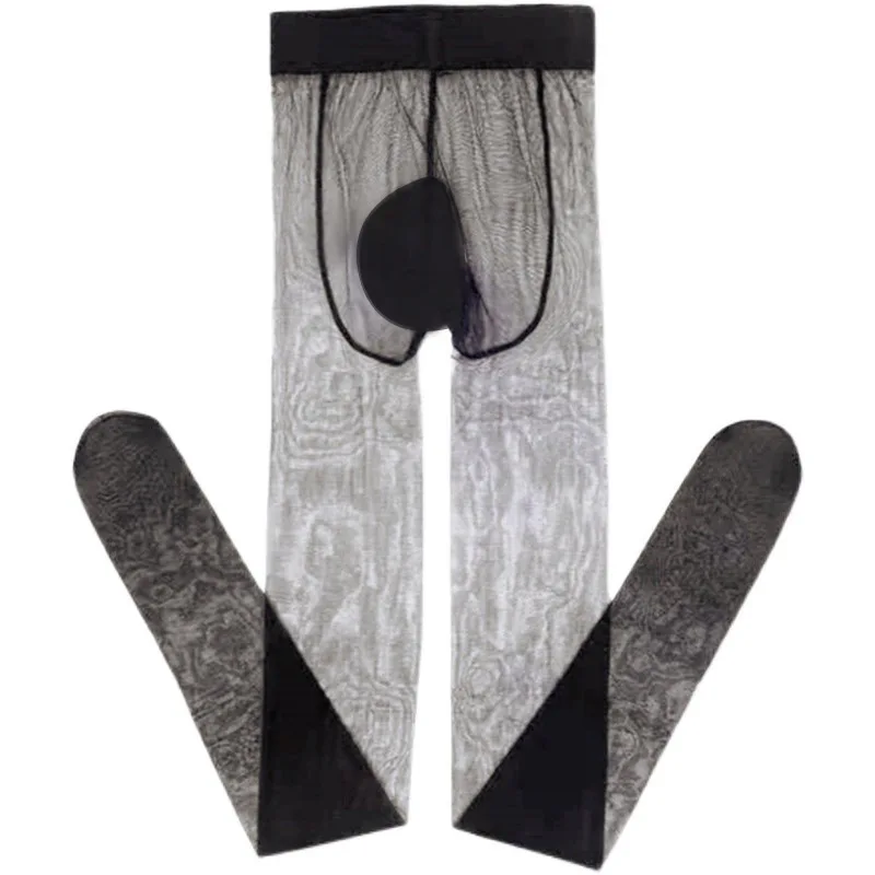 100kgPlus حجم جوارب بشكل طبيعي حريري رقيقة غير مرئية مثير الساق قطعة أثرية مفتوحة المنشعب جوارب طويلة للرجال