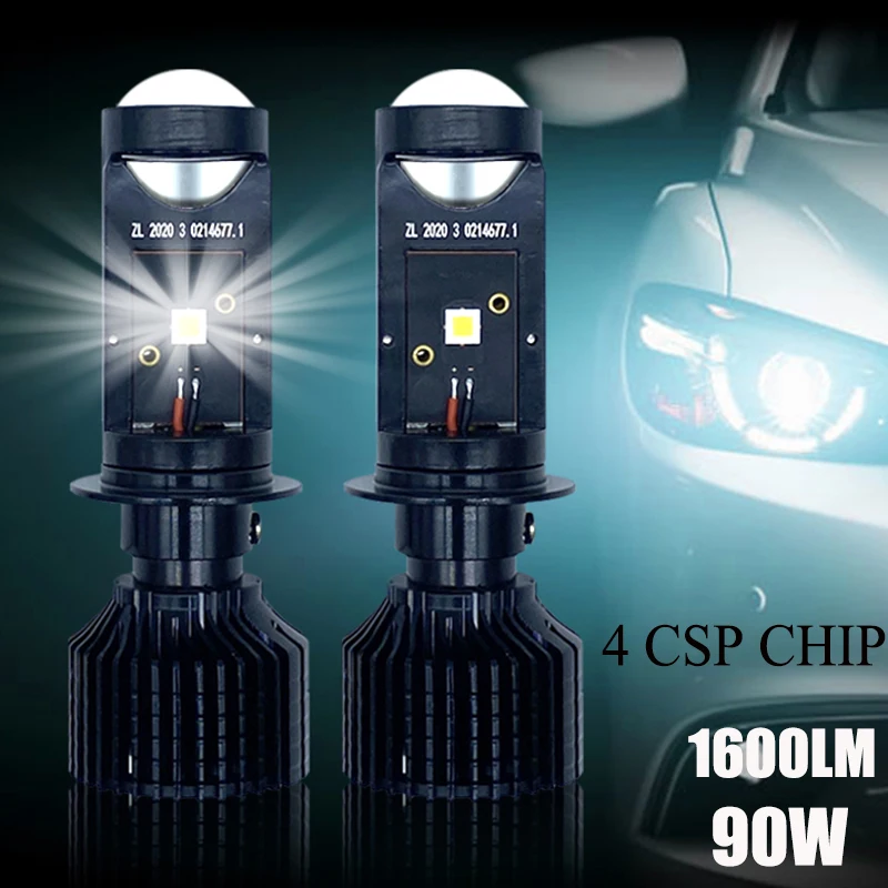 Canbus Lamp H4 H7 LED Y10 Super Mini Projector Laser Lens LED 90W Automobiles Bulb Conversion Kit Hi/Lo Beam LED Headlight LHD