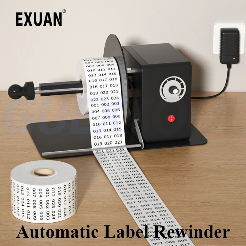 

Automatic Label Rewinder 12V Self-Adhesive Barcode Paper Electric Label Rewinding Machine Label Spooler for Retail Food Labels