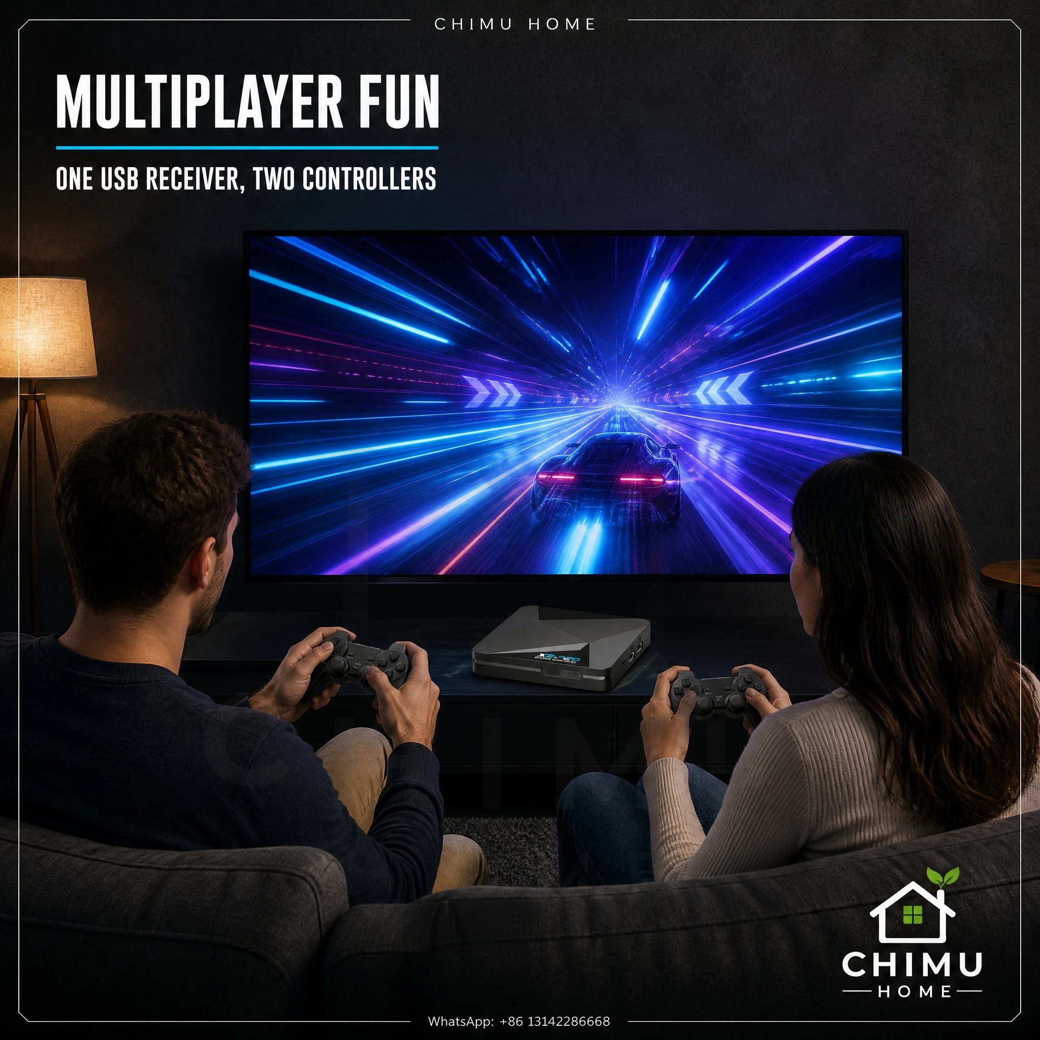 【CHIMU HOME】X2 Pro 256GB Game Console, 2 Wireless Controllers, 100000+ Games, 60+ Emulators, 4K 60Hz, EmuELEC 4.5 Android 9.0