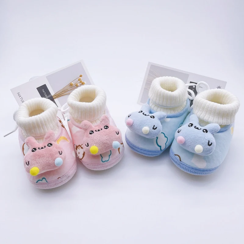 

Infant Baby Winter First Walkers Newborn Cartoon Pattern Decor Cozy Booties Non-Slip Soft Sole Crib Shoes For 0-18 Months Babies