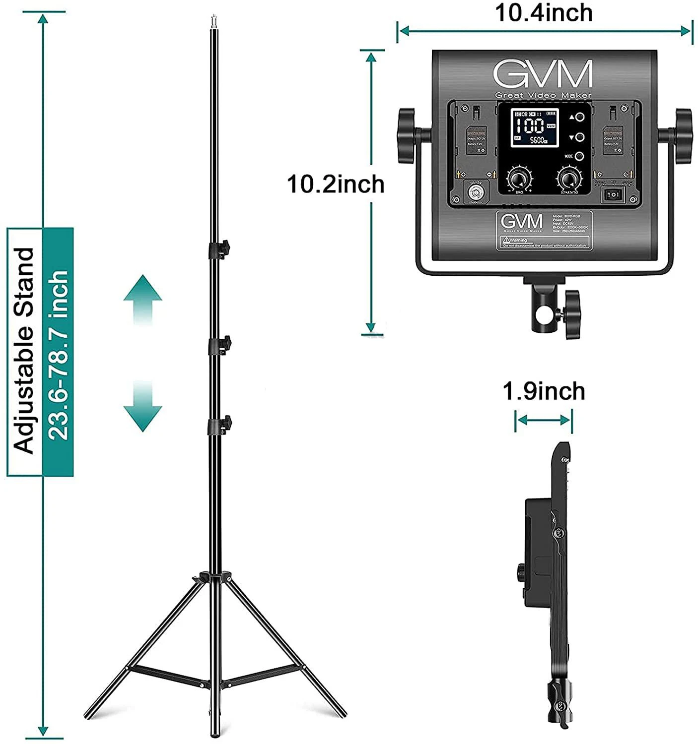 GVM 880RS 60W RGB LED Video Light with Bluetooth Control Photography Lighting 3PCS kit Dimmable LED Panel with LCD Screen