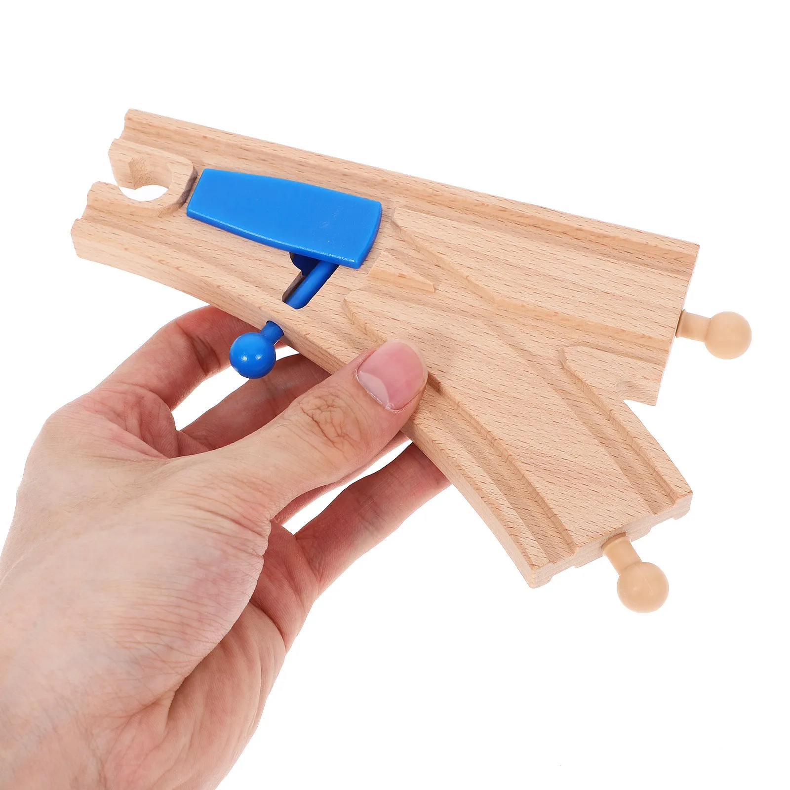 

2Pcs Blue Wooden Train Track Switch Intersections Accessories Expandable Railway Set for Kids Creative Building Educational