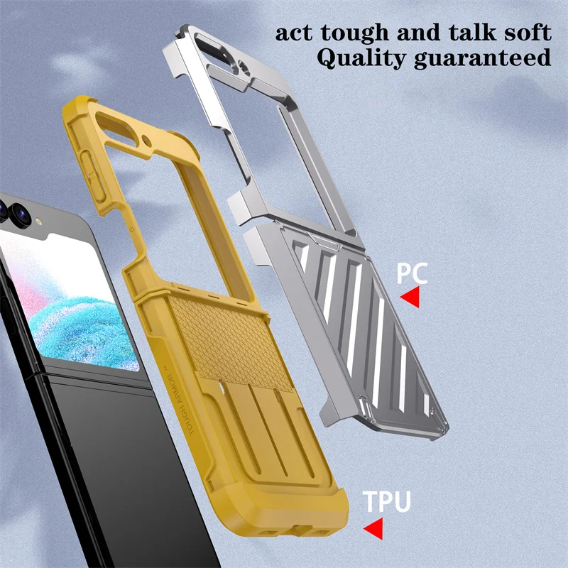 Electroplated Hinge Armor Folding Phone Case For Samsung Galaxy Z Flip 3 4 5 6 5G Shockproof Hard Case For Galaxy Z Flip 6 5G