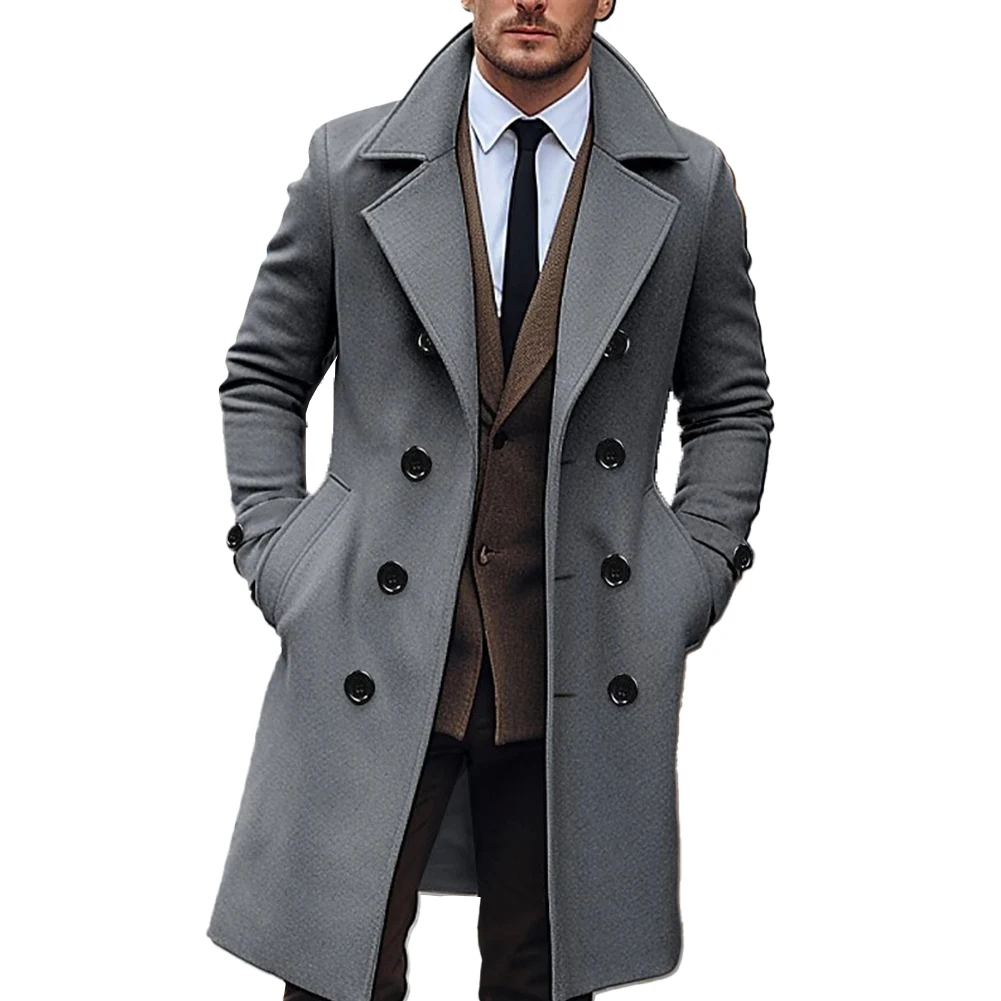 Double-breasted Jacket Double-breasted Trench Coat Autumn Wear Brand New Lapel Neckline Long Sleeve Polyester Fabric