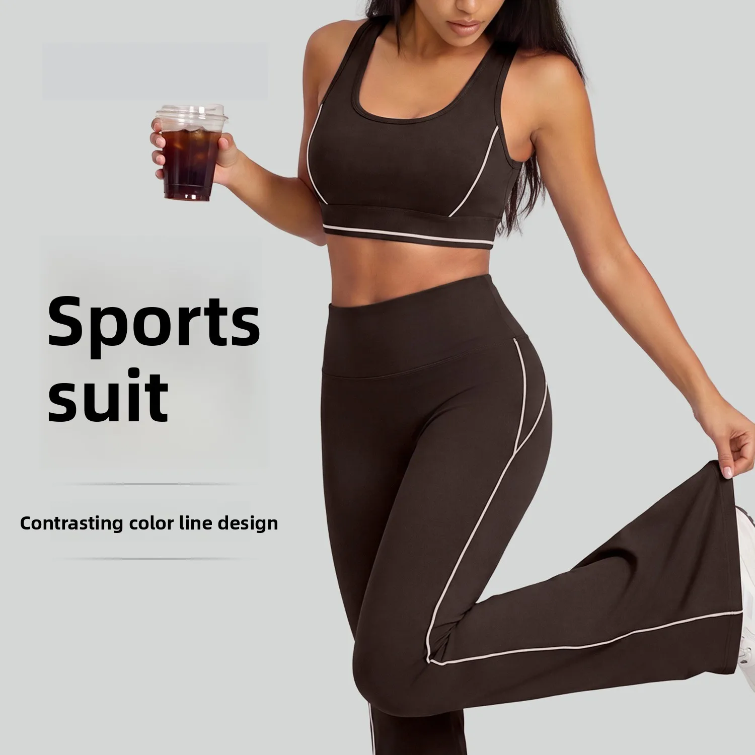 High Waist Yoga Sets Tummy Control Push Up Leggings Sports 2 Piece Outfit for Fitness Running Workout Women