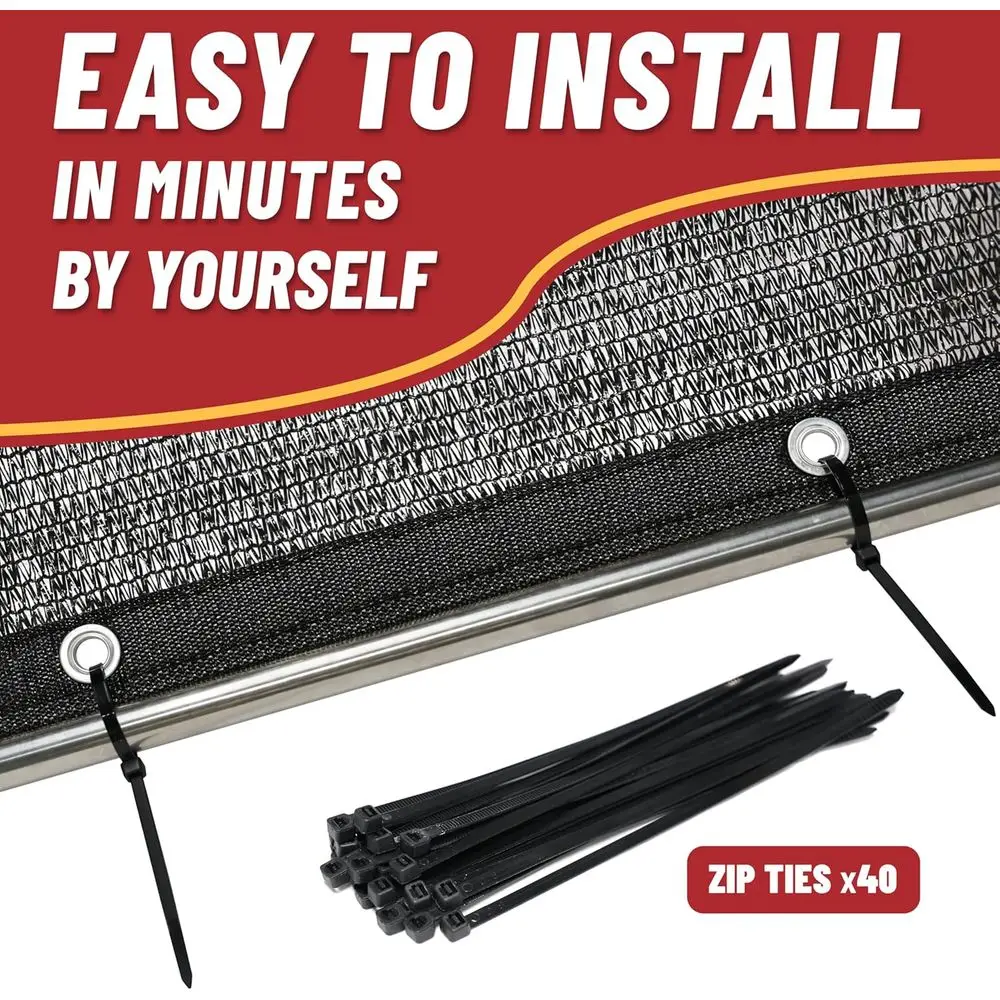 맞춤형 크기 12x20피트 검정 차광막 (그로밋 및 지퍼 타이 포함) 야외 정원 보호용