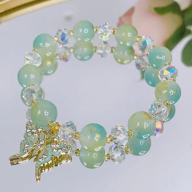 Ruifan Butterfly Grape Green Wine Red Crystal Beaded Strand Bracelets for Women Fashion Jewelry Official-website YBR842