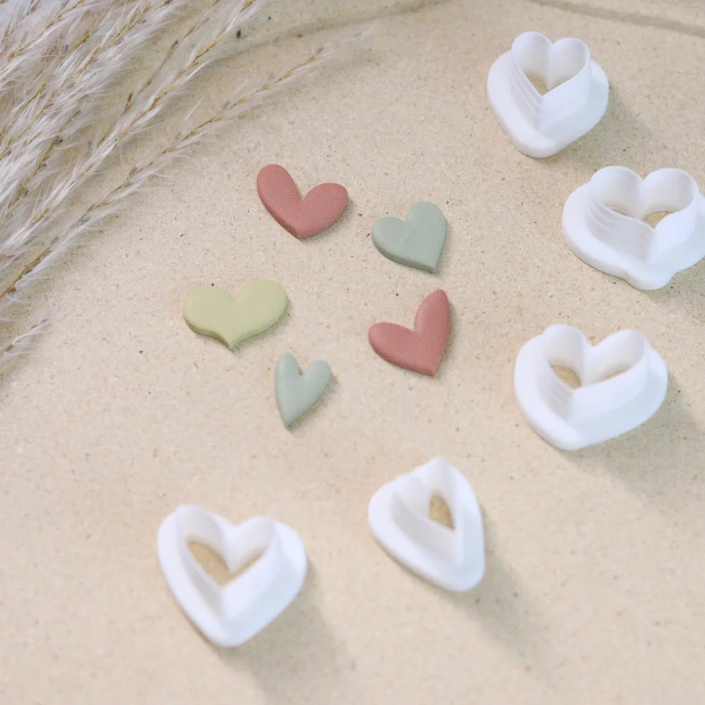 New Soft Pottery Polymer Clay Cutter DIY Heart Geometric Earrings Lace Wave Pattern Cutting Mold Earring Jewelry Pendant Making
