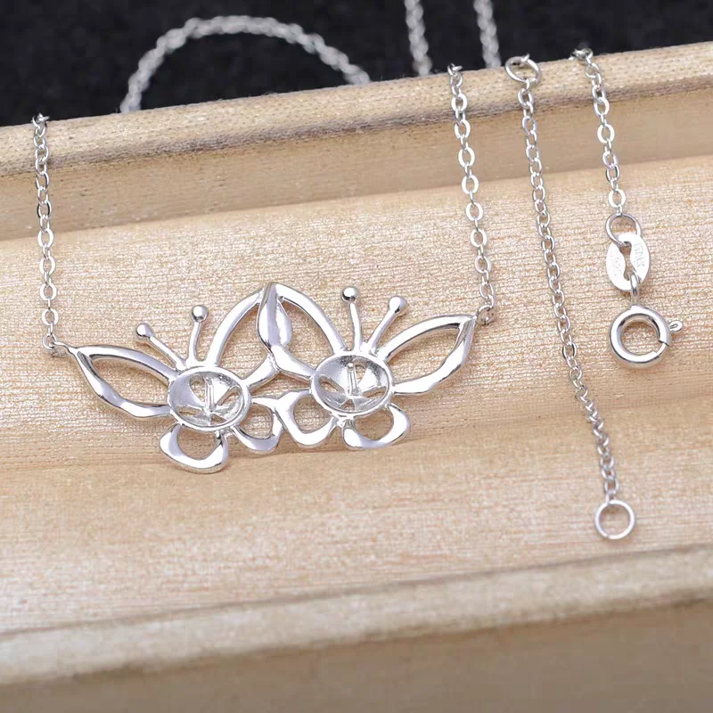 

45cm Butterfly S925 Sterling Silver Necklace Mountings Findings Jewellery Mounts Parts Fittings Accessories for 9-10mm Pearls
