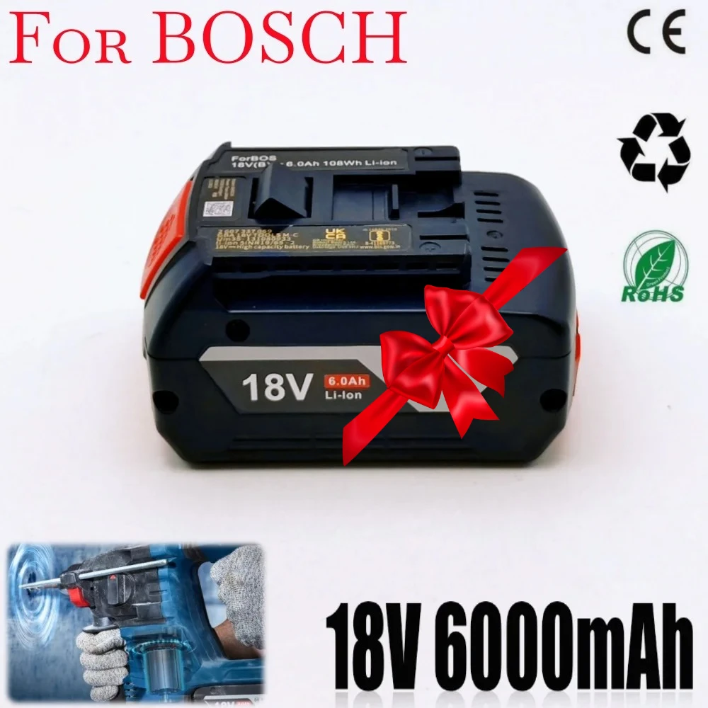 

Аккумулятор для электроинструментов Bosch 18В 6.0Ач, портативный, с индикатором заряда, для Bosch 6.0Ач, модели BAT609 BAT609G