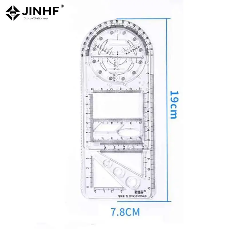 1X Multifunctional Drawing Template Art Geometric Ruler Drafting Tools Stationery Students Office Supplies Measuring Scale Ruler